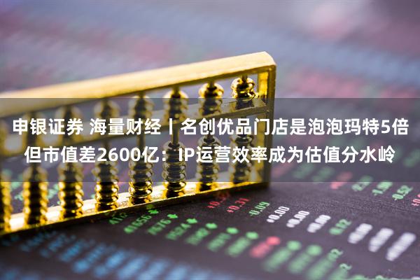 申银证券 海量财经丨名创优品门店是泡泡玛特5倍但市值差2600亿：IP运营效率成为估值分水岭