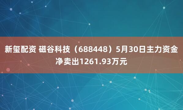 新玺配资 磁谷科技（688448）5月30日主力资金净卖出1261.93万元