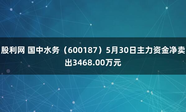 股利网 国中水务（600187）5月30日主力资金净卖出3468.00万元